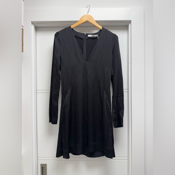 Givenchy Black Satin Long Sleeve Mini Dress - Picture 2 of 7